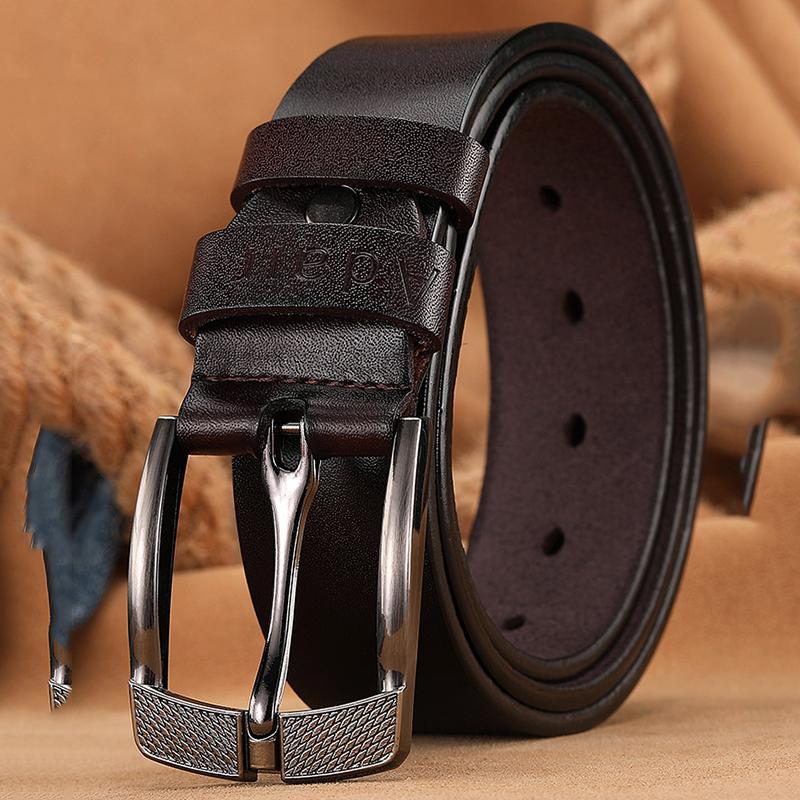 

Belts Men Genuine Leather Cowskin High Quality Pin Buckle For Casual Cowboy Jeans Strap AHQ2110, Black