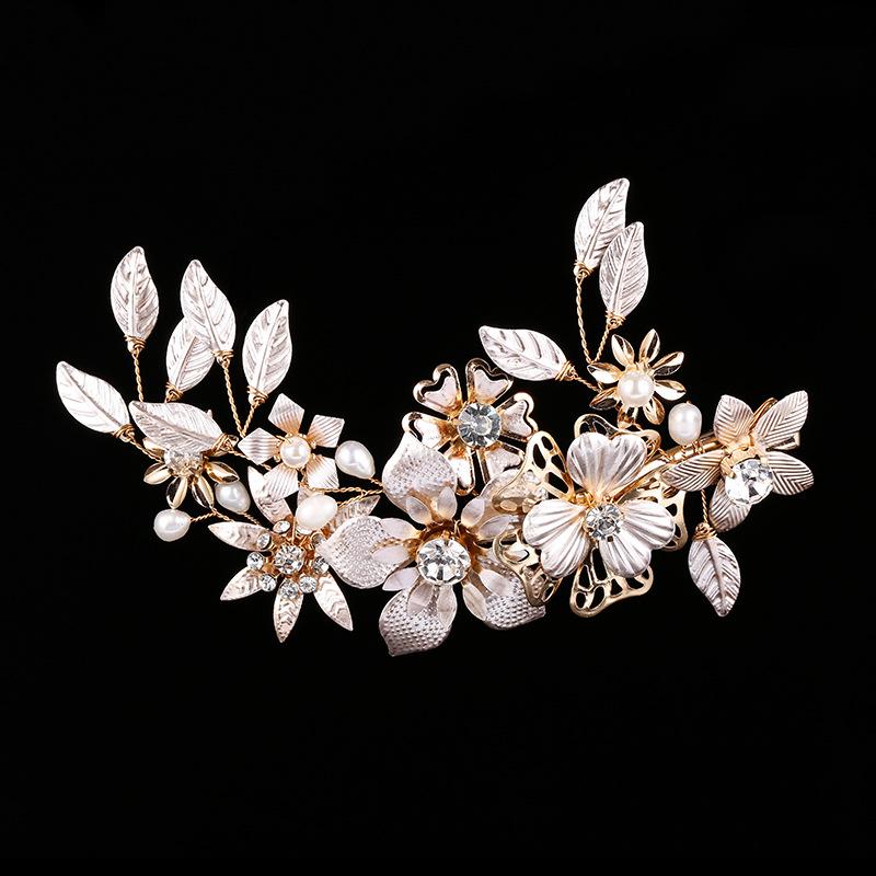 

Hair Clips & Barrettes Handmade Rhinestone Floral Leaves Comb Wedding Headdress Jewelry Accessories HQ1227Hair