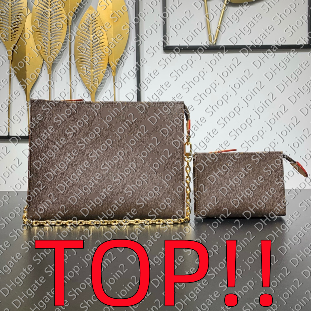 

TOP. M81412 TOILETRY POUCH ON CHAIN Shoulder Bag Womens, Brown with flowers