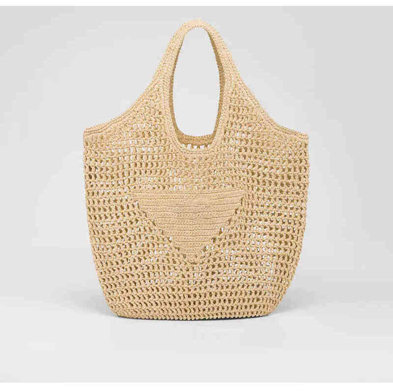 fashion hollow straw bag designer paper woven women shoulder s luxury handmade hands casual summer large tote 220519