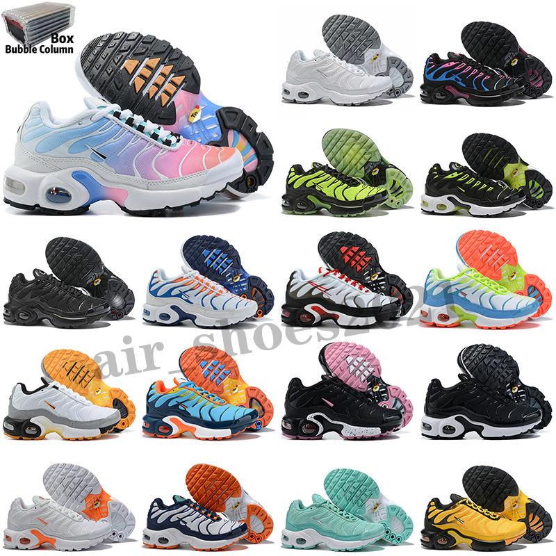 

Tn Plus Girl Boy kids Children Shoes Designer Athletic Outdoor Sneakers Triple White Black Gold Red Laser Blue Toddler girls boys kid Child trainer Sports Sneaker, Color 19