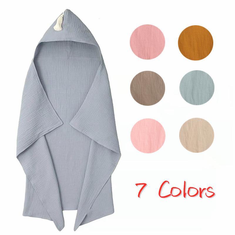 

Blankets & Swaddling Baby Muslin Cotton Quilt Blanket Four-layer Gauze Hooded Cloak Tassel Born Bath Towel Beach Children Bathrobe HugBlanke, Green