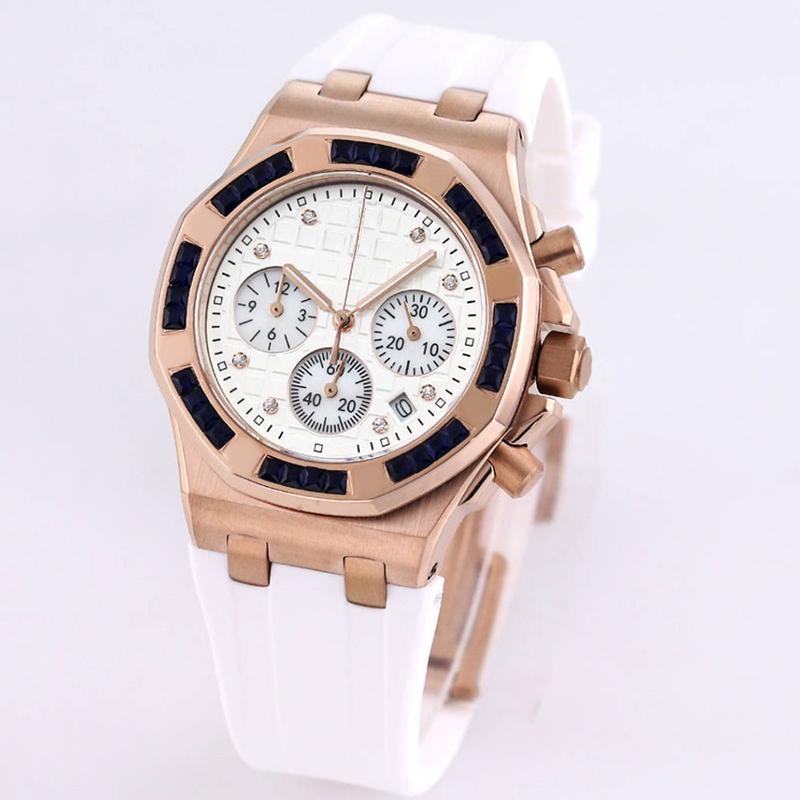 

A Ps watch full of diamonds Mechanical watch Women 37MM Quartz Movement Rubber Strap Waterproof Wristwatches Braceletqq