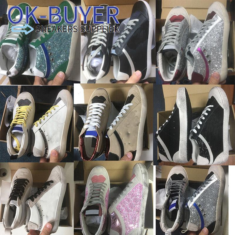 

Mid Slide Star Shoe Francy super Leather Sneakers Italy Deluxe Brand Leopard snakeskin Do-old Dirty Designer Sneaker''Golden''Gooses'' dvC, 18