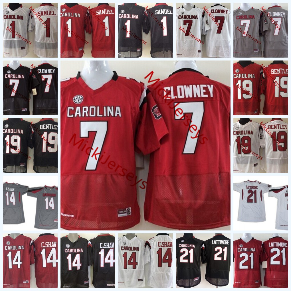 

2022 NCAA Custom Stitched College Football Jersey 1 Deebo Samuel Jerseys Jadeveon Clowney 19 Jake Bentley 21 MARCUS LATTIMORE 14 CONNOR SHAW Jersey, 2017 white
