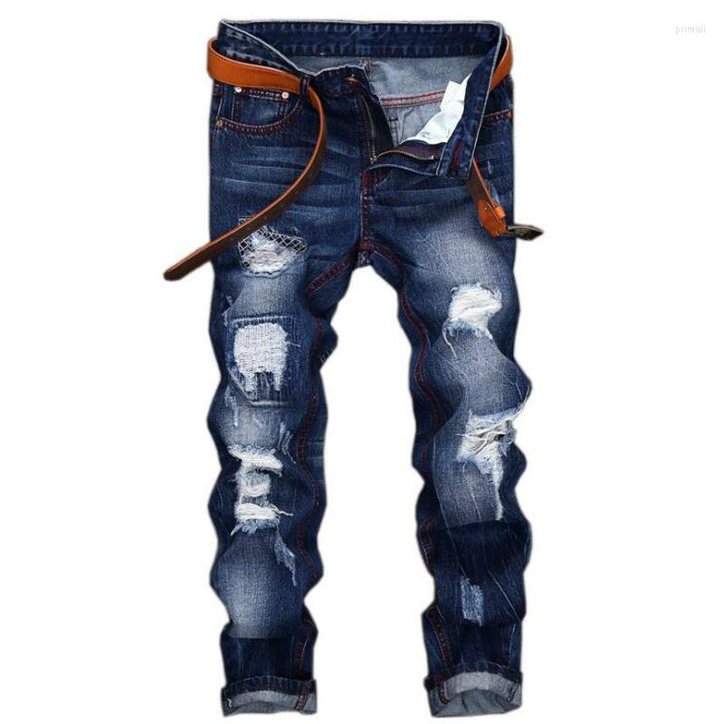 

Men's Jeans Men High Quality Men's Casual Robin Hole Biker Straight Homme MenMen's Men'sMen's, 164 blue