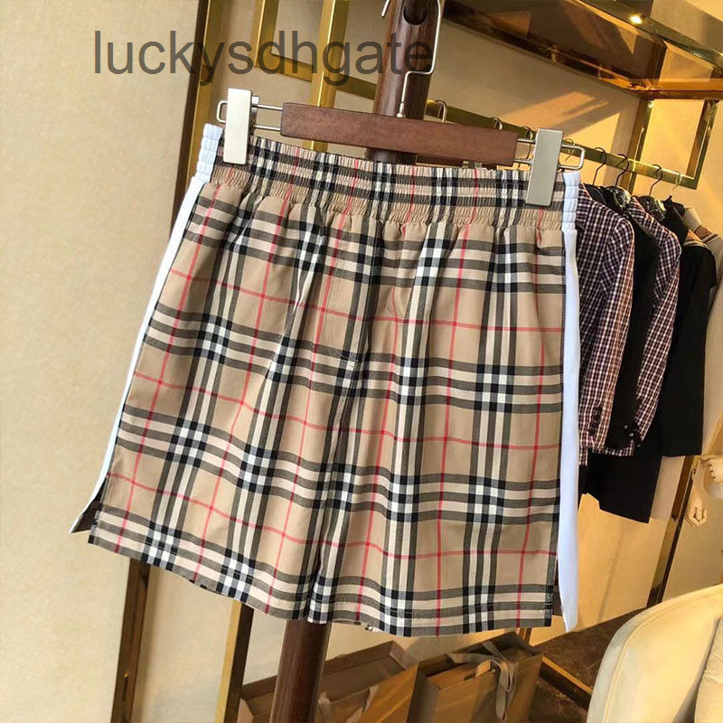

Designer Shorts and Pants High end version high waist net red plaid women' shorts beach pants family B slim fashion brand 5-point skirt SVQG E42K E42K, White