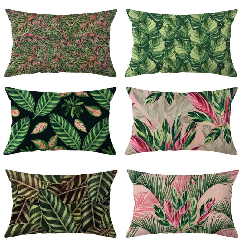 

Cushion/Decorative Pillow Rectangle Case Tropical Plants Flower Print Decorative Throw Pillows For Living Room Sofa Linen Pillowcase 50x70, Pcpt001509yms