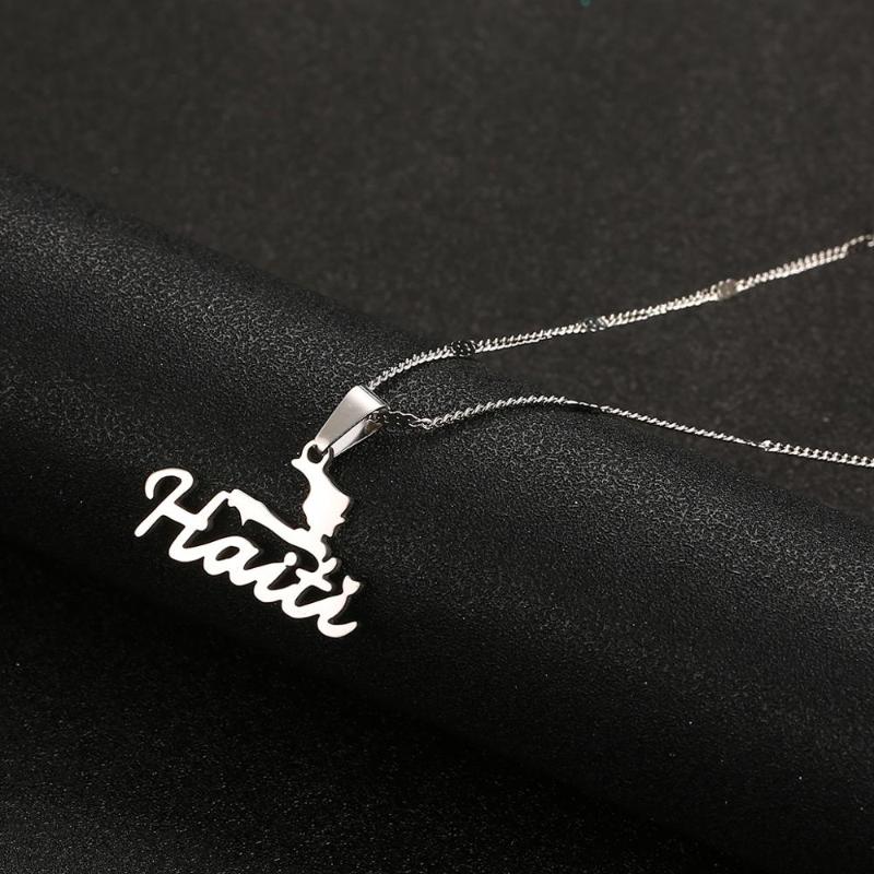 

Pendant Necklaces Stainless Steel Haiti Map Necklace Fashion Ayiti Maps Gold Color JewelryPendant