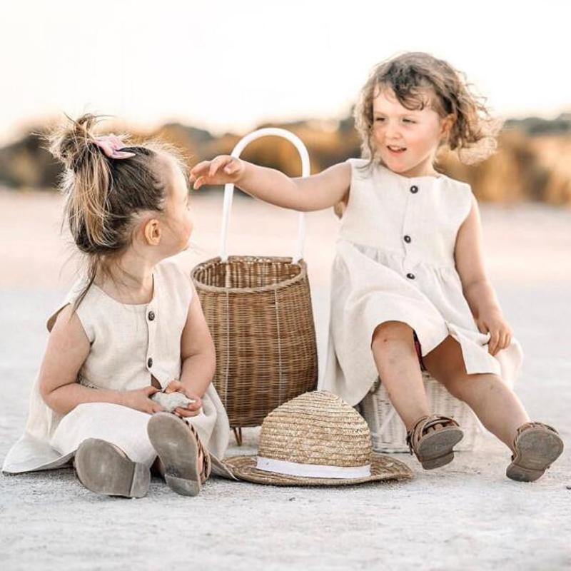 

Girl's Dresses Girl Dress 1-8 Years Summer Sleeveless Ball Gown Clothing Baby Cotton A-Line Princess Children Casual Solid Clothes