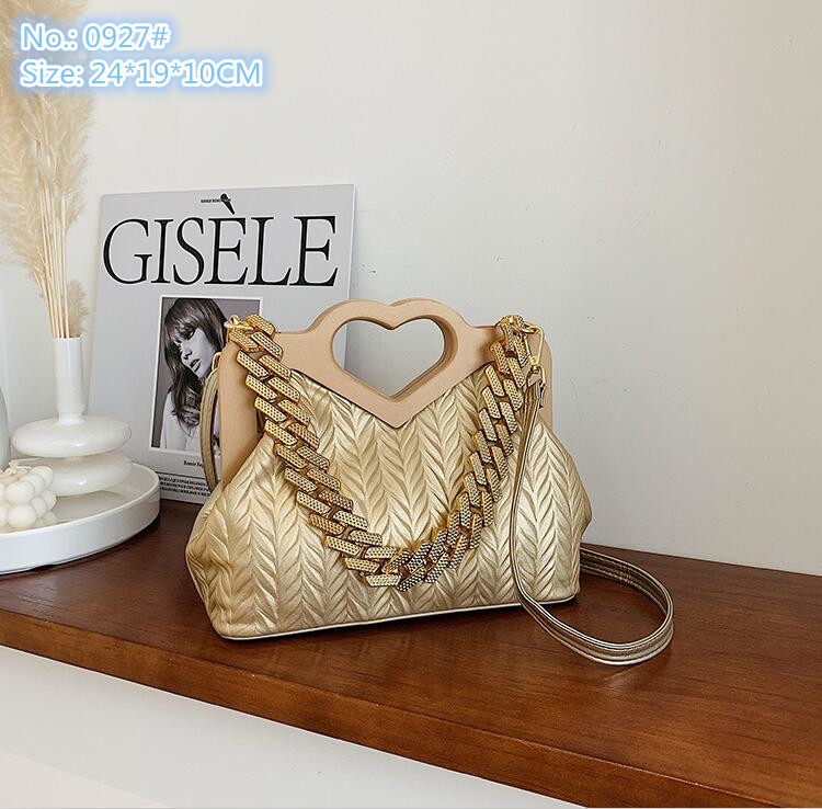 

Wholesale ladies leather shoulder bags summer personality wooden fashion handbag trend diamond chain bag small fresh striped mobile phone coin purse 9 colors, Fuchsia-0927#