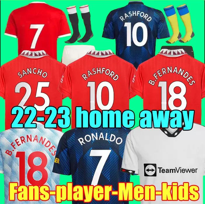 

21 22 23 SANCHO soccer jerseys PLAYER #7 Fans Player version BRUNO MARS UTD FERNANDES LINGARD POGBA RASHFORD football shirt 2022 2023 men kids kit set TOP No 7, 3 men kids