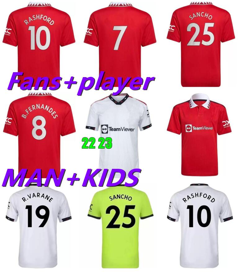 

22 23 SANCHO RASHFORD soccer jerseys MAN UTD 2022 2023 football shirt CAVANI B. Shaw men kids kit VARANE FRED Cristiano Shaw McTominay Elanga fans Player version, 21/22