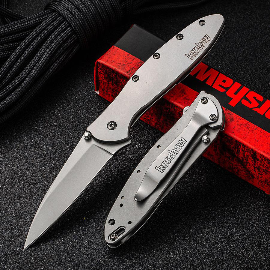 

OEM Kershaw 1660 Assisted Flipper Knife 3" 14C28N Plain Blade, Stainless Steel Handles Quick Open EDC pocket Knives camping survival hunting 1660CB 1660CKT with box