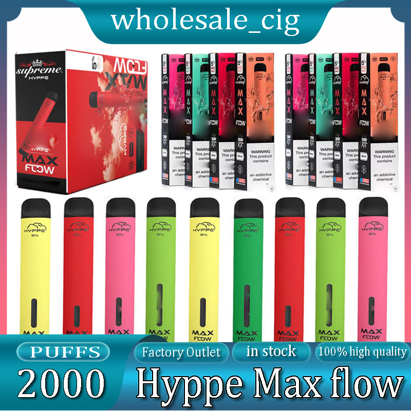 

Hyppe Max FLow 2000 Puffs Disposable Electronic Cigarette E-cigarettes Vape Airflow Adjustable 900mAh 6.0ml Device 19 ColorsPod plus max