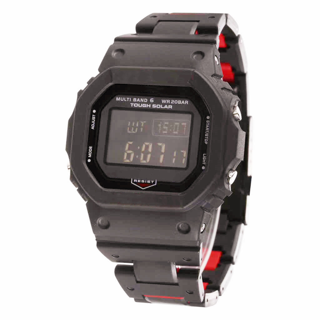 Iced Out Watch Waterproof World Time Full Function LED Automatic Hand Raise Light Men's Sports Quartz Digital Watch B5000 GMW Oak Series