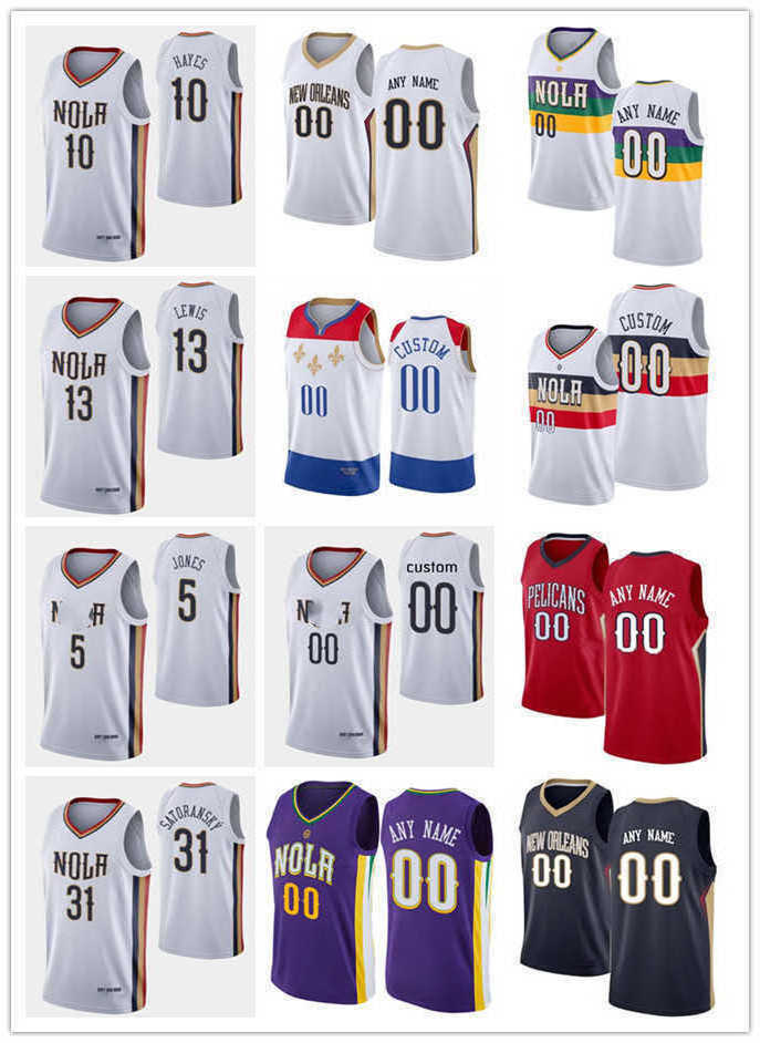 

75th Custom Men Women Youth New Orleans''Pelicans''13 Kira Lewis Jr. 10 Jaxson Hayes 5 Herbert Jones 22 Larry Nance Jr. Basketball Jerseys, Color