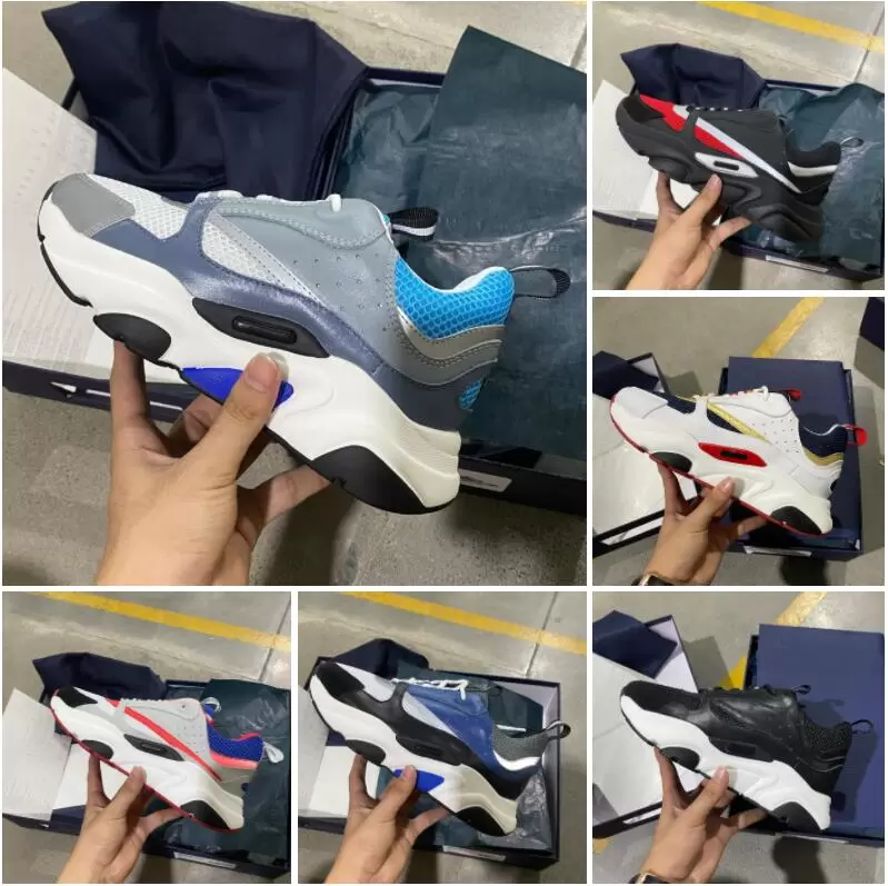 

2022 Paris Dies Shoes Designers B22 B23 Casual Shoes Men Women Canvas Calfskin Sneakers Obliques White Technical Knit Retro Patchwork Tr CLl, Color 3