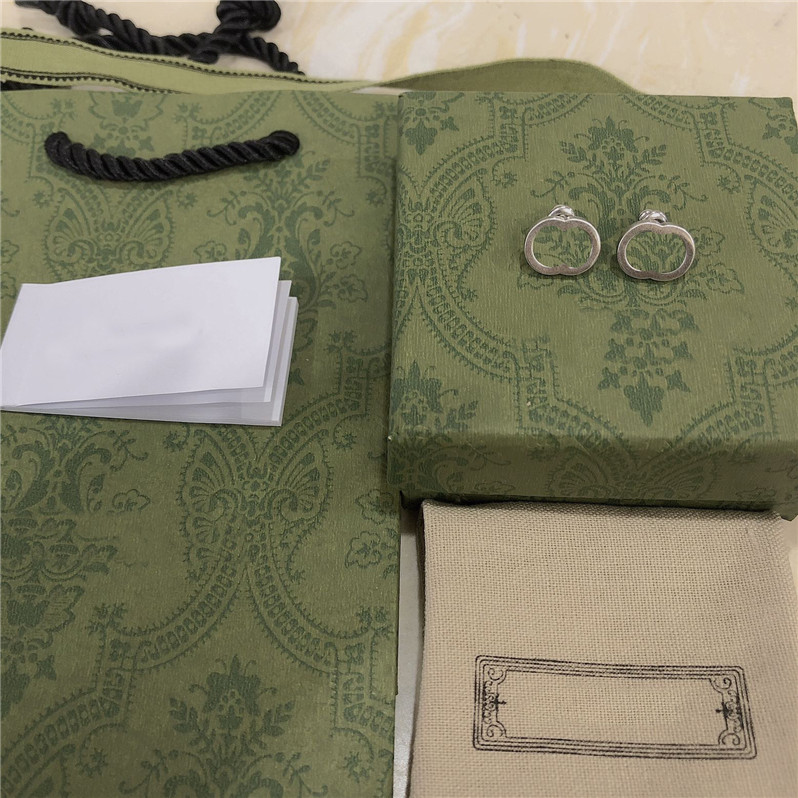 

Retro Silver Earrings Women Charm Double Letter Studs Simple Style Personality Designer Eardrops