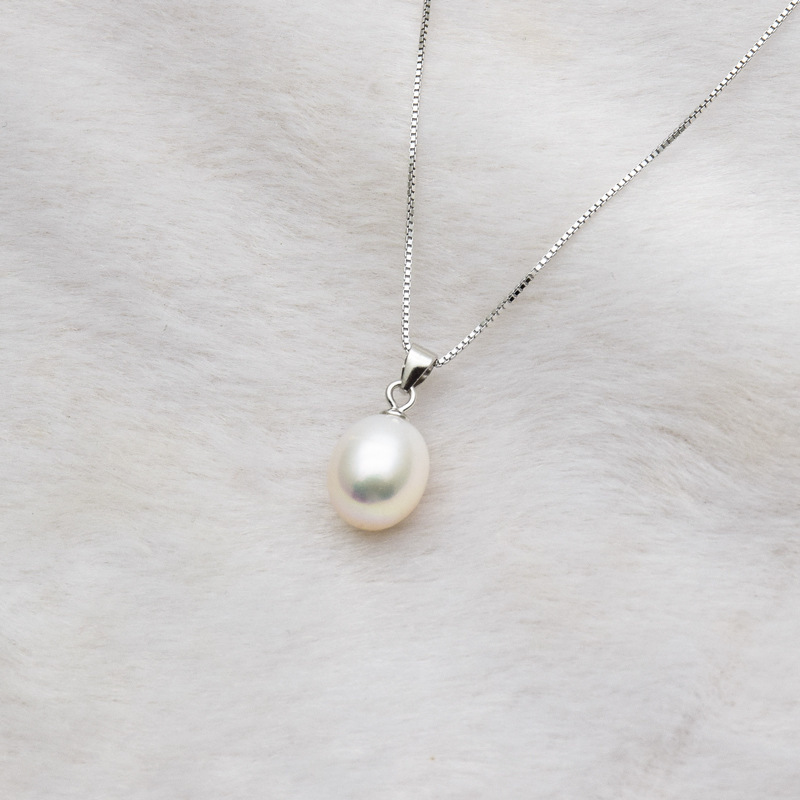 

Freshwater Necklace Female 925 Silver Natural Pearl Pendant Temperament Simple Water Drop Pure Silver Clavicle Chain