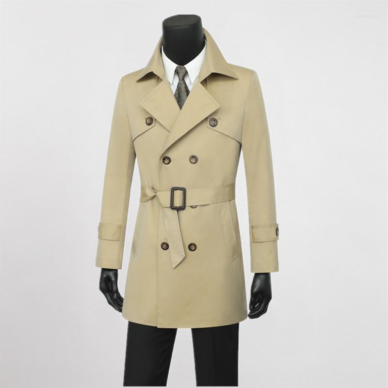 

Men's Trench Coats Men Slim Fit Jacket Coat Double Breasted Belted Business Work Windbreaker Oversize 9XL Viol22