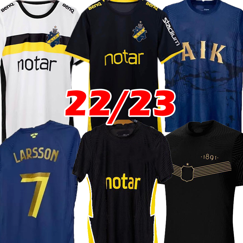 

22 23 AIK Fotboll 130 Years soccer jersey Royal Edition home Shirt Black golden Papagiannopoulos Rogic Larsson tihi 2021 2022 2023 AIK 130th anniversary Top, Sasuona 21 22 new