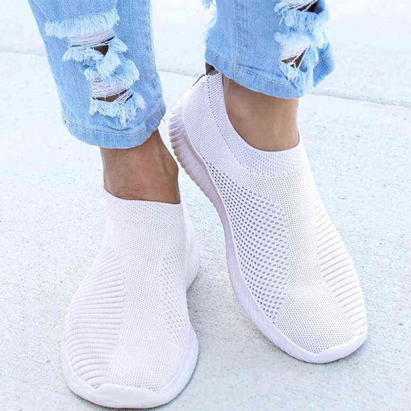 

Women Flat Slip on White Shoes Woman Lightweight White Sneakers Summer Autumn Casual Chaussures Femme Basket Flats Shoes Y220427, Green