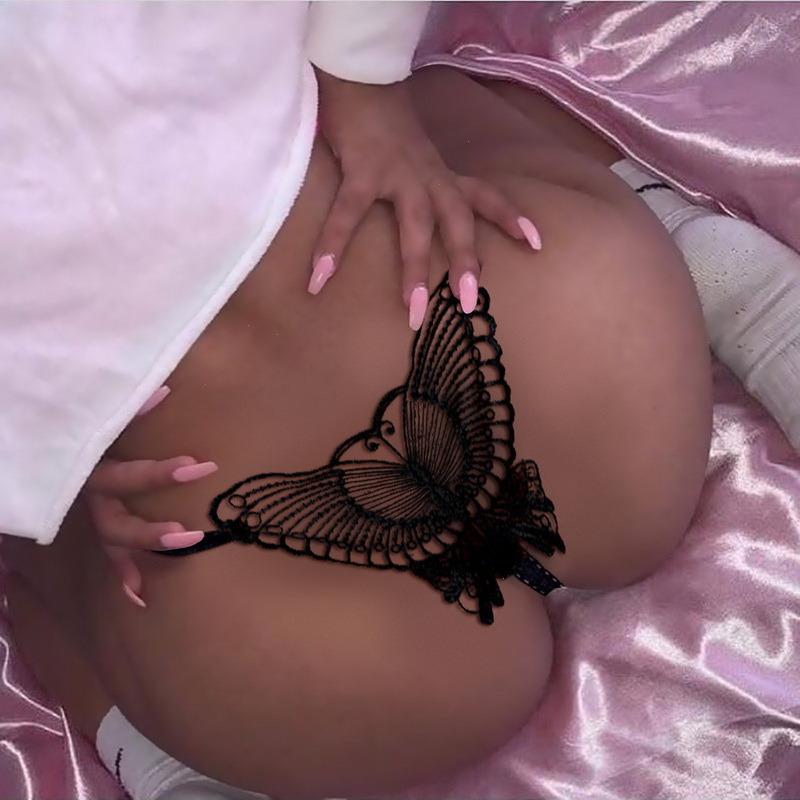 

Women Sexy Lace String Panties Black Butterfly Hollow Bow Cute Thongs Lady Seamless Crotch Briefs Fashion Underwear Lingerie 3xl, Style4 bice