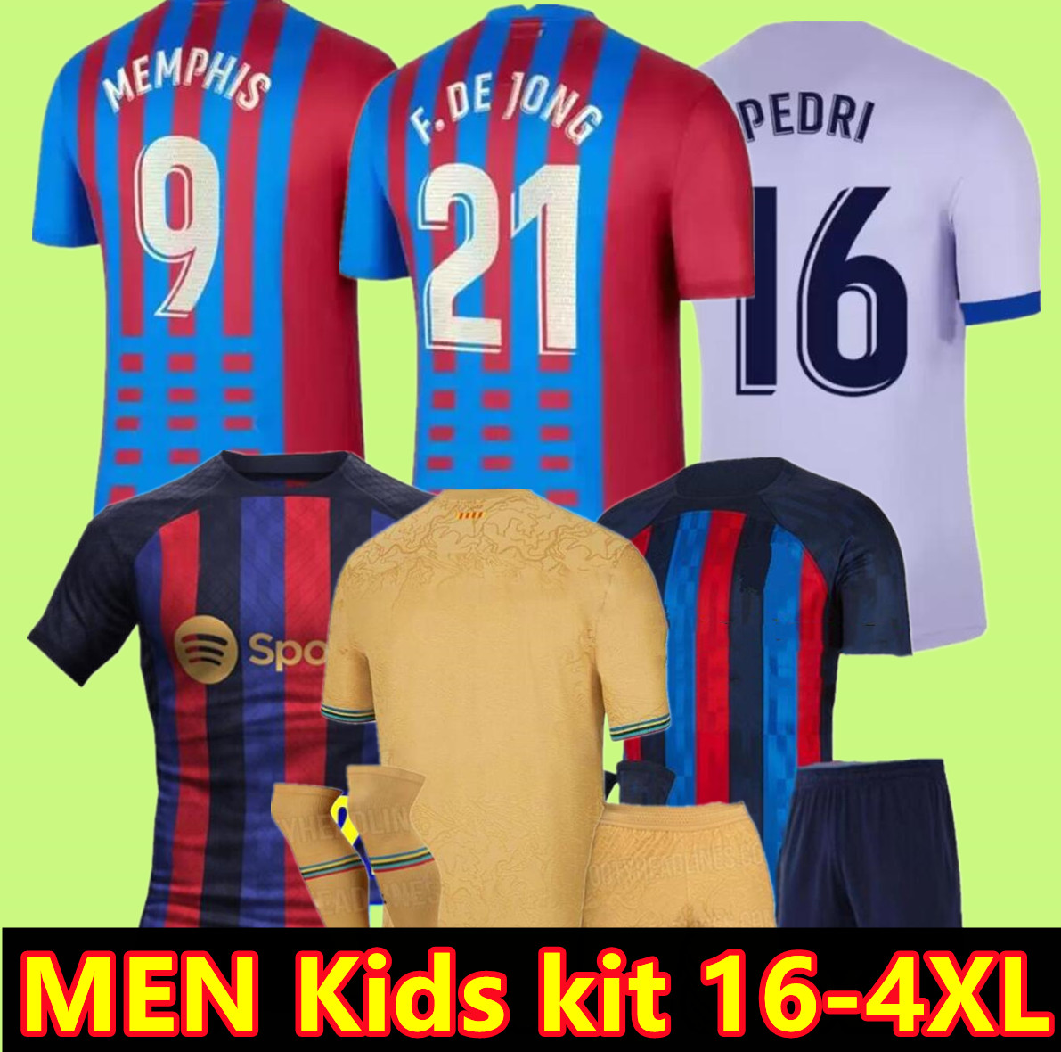 

Camisetas de football MEMPHIS PEDRI ADAMA AUBA soccer jersey FERRAN 22 23 ANSU FATI 2022 2023 GAVI F. DE JONG barcelona DEST kit shirt men kids sets barca2228, Brown