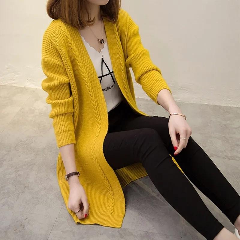

Women's Knits & Tees 2022 Long Cardigan Women Sweater Autumn Winter Sleeve Knitted Cardigans Jacket Loose Outerwear Tops Clothing Korean, White