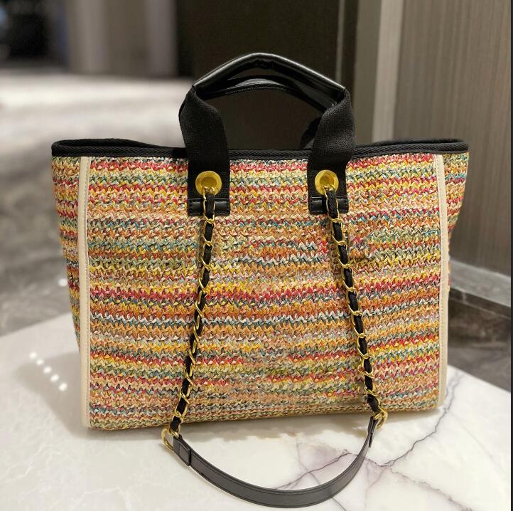 

Women Luxury Handbags Designer Beach Bag Top Quality Fashion Knitting Purse Shoulder Large Tote With Chain Canvas Shopping bag, Other