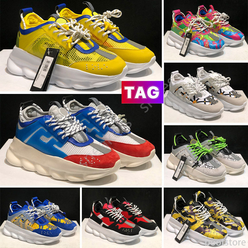 

2022 Italy Designer Sneakers Chain Reaction Trainers Mens Women Shoes Multi-color Suede Bluette Sneakers Triple Black White Shoe With Box, Color 26