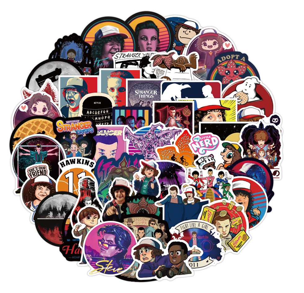 

50Pcs Stranger Things TV Show Stickers DIY Waterproof Guitar Motorcycle Notebook Computer Bicycle Kids Sticker Classic Toy
