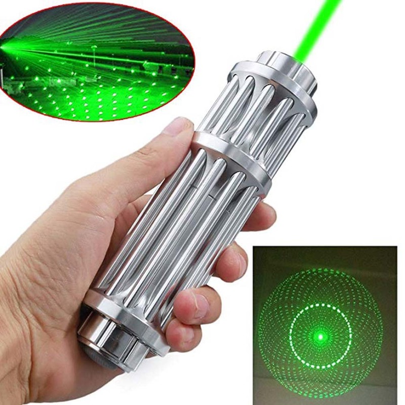 

High Power Green Laser Pointer Silver 532nm 10000m Pen Lazer Focus Adjustable Burning match laser pen For hunting 220510