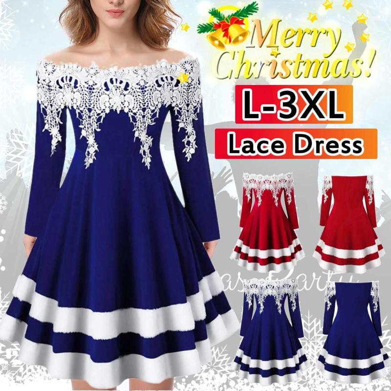 

Casual Dresses Women's Party Dress Off The Shoulder Corset Lace Applique Velvet Plus Size For Christmas Gifts Ladies FashionCasual, Red