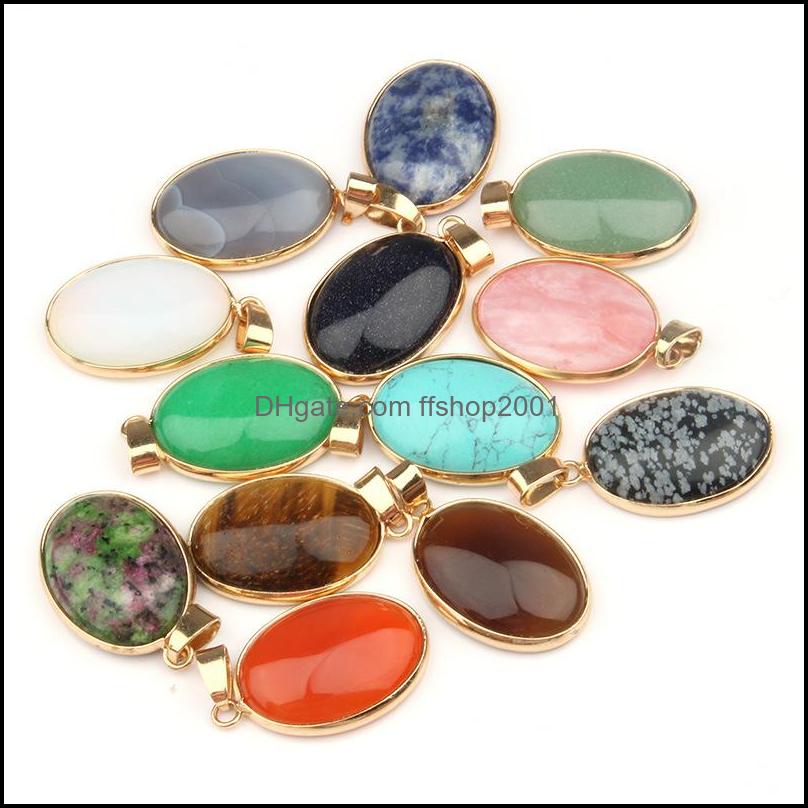 

Pendant Necklaces Gold Oval Natural Stone Chakela Seven Chakras Reiki Healing Chakra Rose Quartz Crystal Pendo Charms For Ffshop2001 Dhong