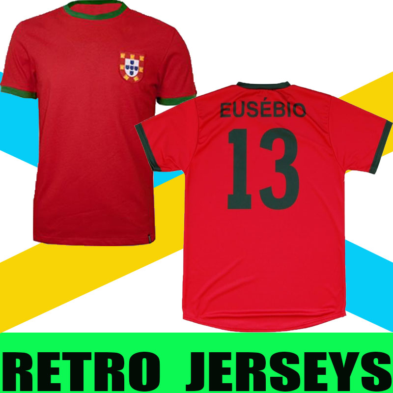 

13#EUSEBIO 1966/1967 Portuguese RETRO SOCCER JERSEY vintage football shirt MENS commemorate Camiseta de futbol classic Maillot de foot