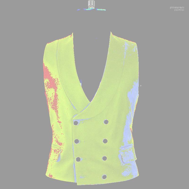 

Men's Vests Double Breasted Men Vest For Wedding Suit With Shawl Lapel Slim Fit One Piece Royal Blue Custom Wasitcoat Male Fashion Phin22, Black