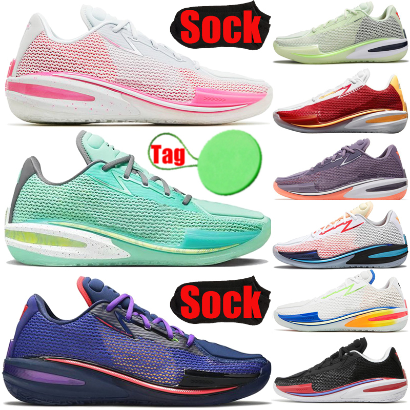 

With Tag Sock Zoom GT Cuts zooms basketball shoes for men women Ghost Black Hyper Crimson Team USA Think Pink sneakers mens womens trainers, White laser blue