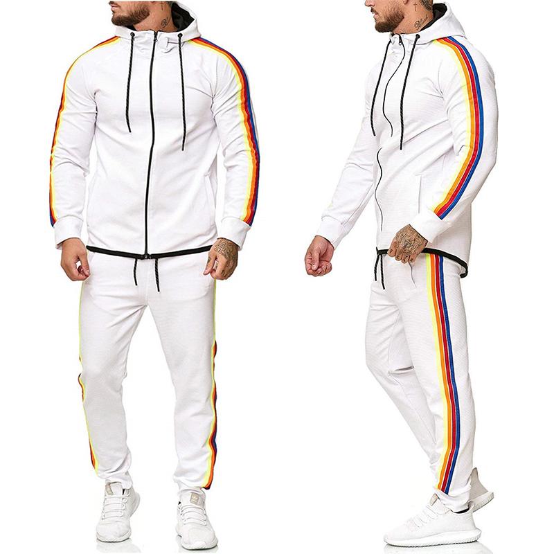 

Men's Tracksuits Winter Tracksuit Men Set Jacquard Hoodie Fleece Hooded Coat Men's Hoodies Pants Zipper Sweatshirts Casual Sportswear Su, Red