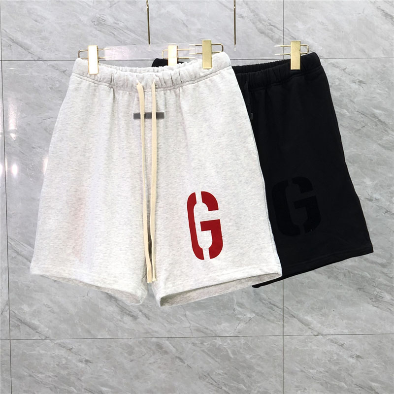 

2022 Summer Europe USA Flocking Print Shorts Women Men skateboard Sweatshort High quality Cotton Running Middle Pants Jogging Short Sweatpants, Black shorts