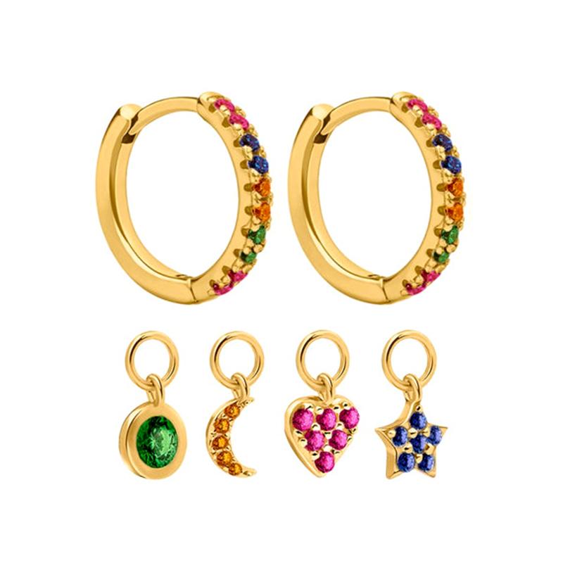 

Hoop & Huggie Silver Ear Buckle Star Heart Charm Pendiente Hoops Earrings For Women Gold Black Color Earring Fashion Jewelry AccessoriesHoop