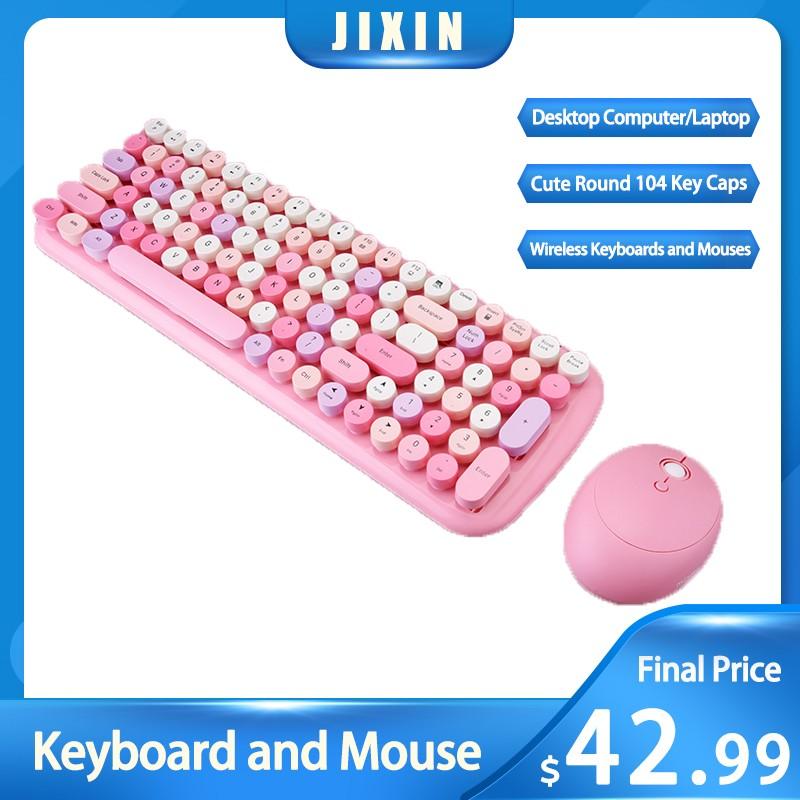 

Keyboard Mouse Combos MOfii 2.4G Wireless Set Round Cute Candy Colors Keys And Optical For Computer Home Office Use