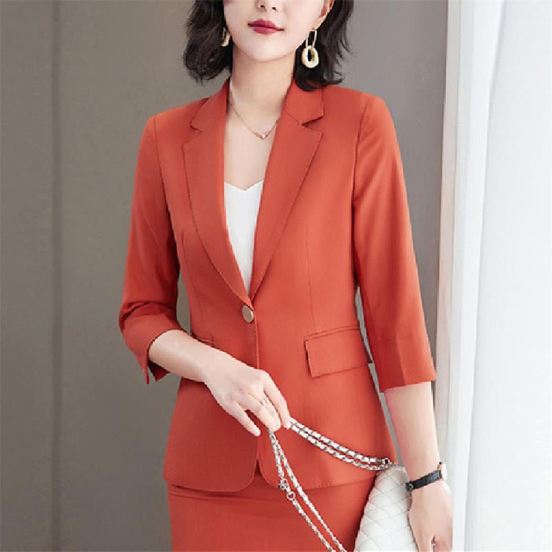 

Women' Suits & Blazers Summer Korea Single Women Jacket Spring Female Office Three Quarter Sleeve Solid Coat Slim Business Casual Blazer Co, Black