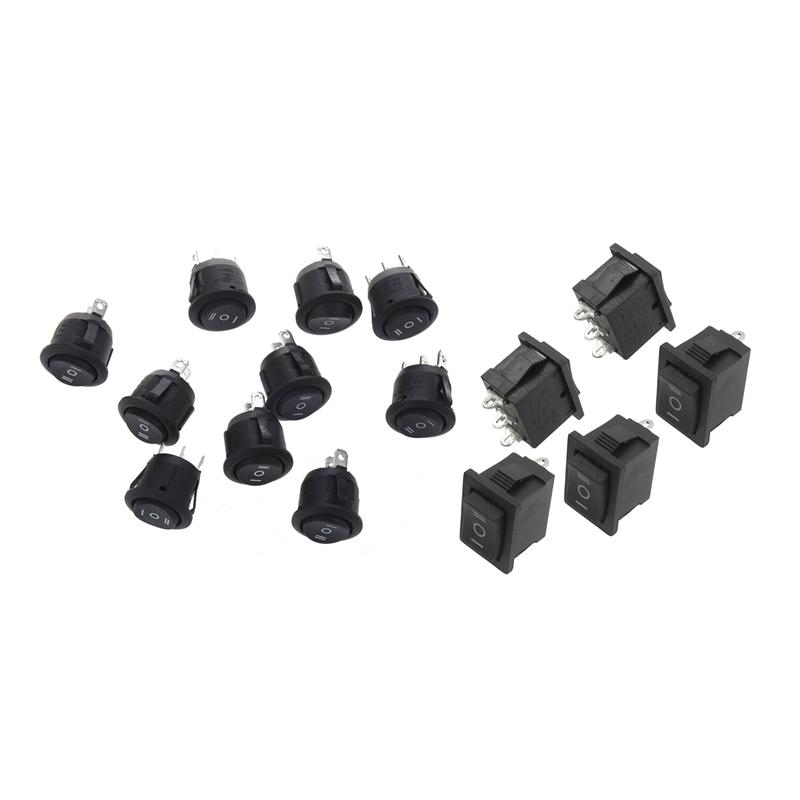 

Smart Home Control 5 Pcs SPDT On/Off/on Mini Black 3 Pin Rocker Switch & 10 XON/OFF/ON Position Round Boat