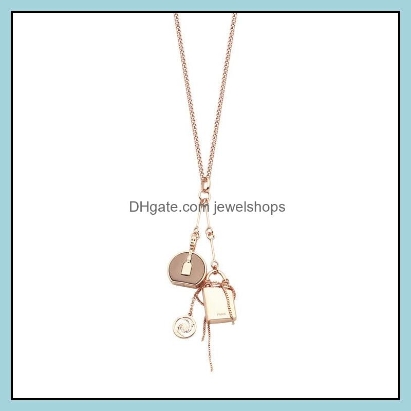 

New Fashion 316L Titanium Steel Jewelry Necklace 18K Gold Rose Sier For Men And Women Couple Gift Drop Delivery 2021 Pendant Necklaces Pen