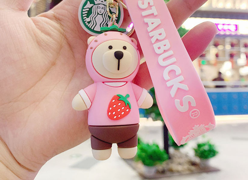 

Party Favor Trendy cartoon milk tea bear glue keychain cute doll solid key pendant silicone bear bag pendantS