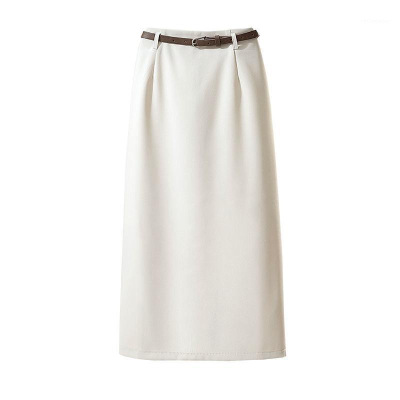

Skirts Women Solid Pencil High Waist Female Bodycon Skirt Office Lady 2022 Midi Long Korean Style Summer Free Belt Femme, Khaki