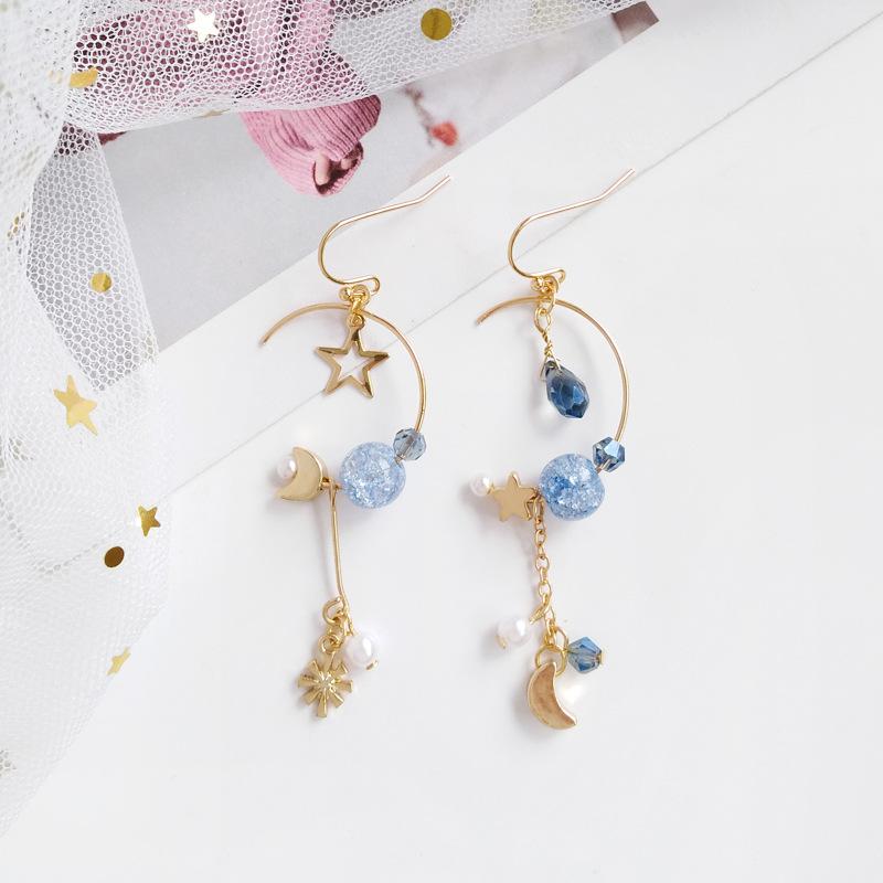 

Clip-on & Screw Back Simple Earth Universe Moon Star Clip Earrings No Pierced Kawaii Geometric Semicircle Half Round On WomenClip-on