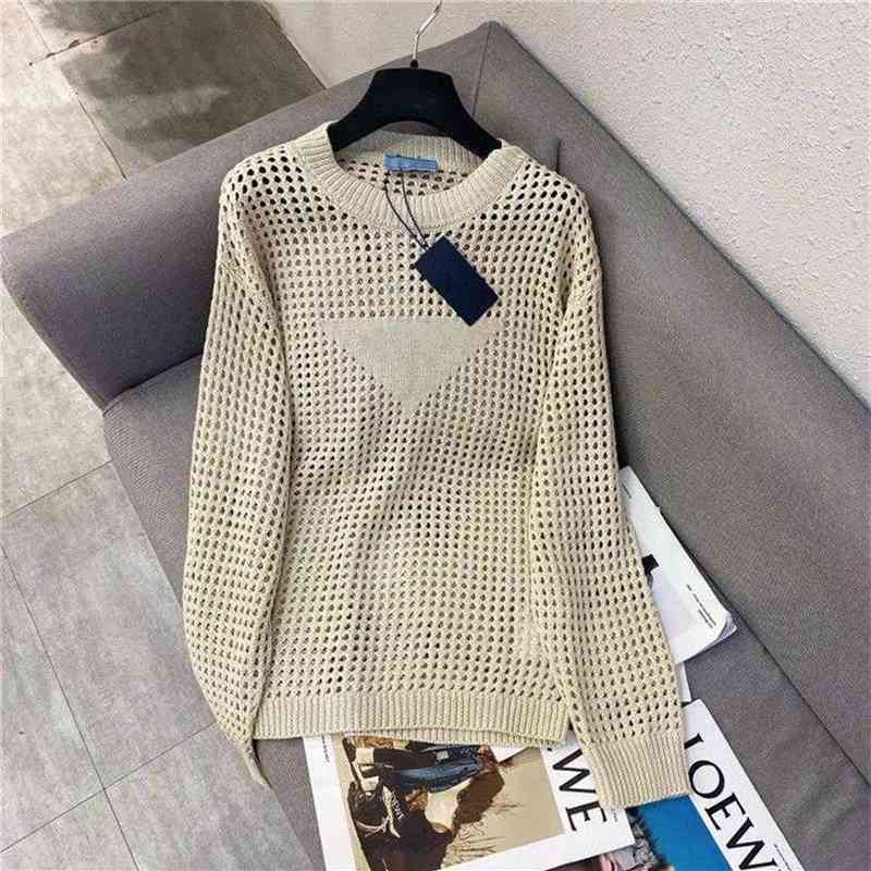

Loose Women Knits Blouses Autumn Hollow Out Triangle Female Sweaters Shirt Tops Fashion Casual Round Neck Long Sleeve250u, Extra shipping cost